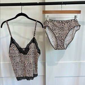Victoria's Secret Brown & Black Leopard Print Cami/Panty Set